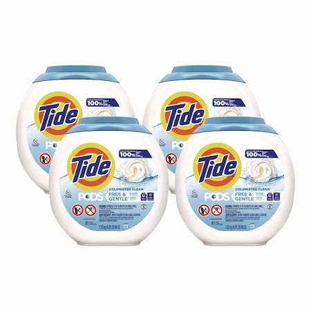 Tide Laundry Detergent, Tub, Powder/Gel, Unscented, 4 PK 91798